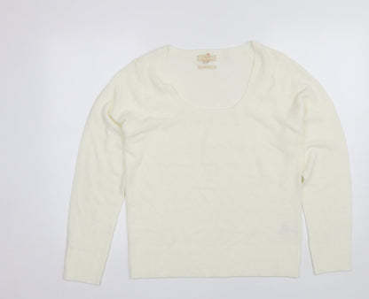 Sarah Hamilton Womens White Round Neck  Acrylic Pullover Jumper Size XL