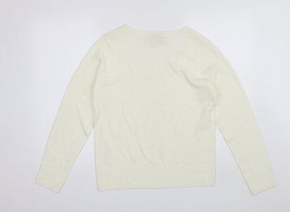 Sarah Hamilton Womens White Round Neck  Acrylic Pullover Jumper Size XL