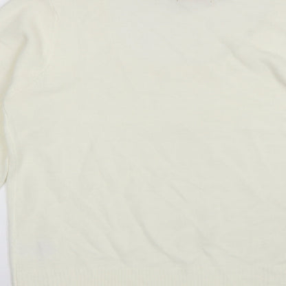 Sarah Hamilton Womens White Round Neck  Acrylic Pullover Jumper Size XL