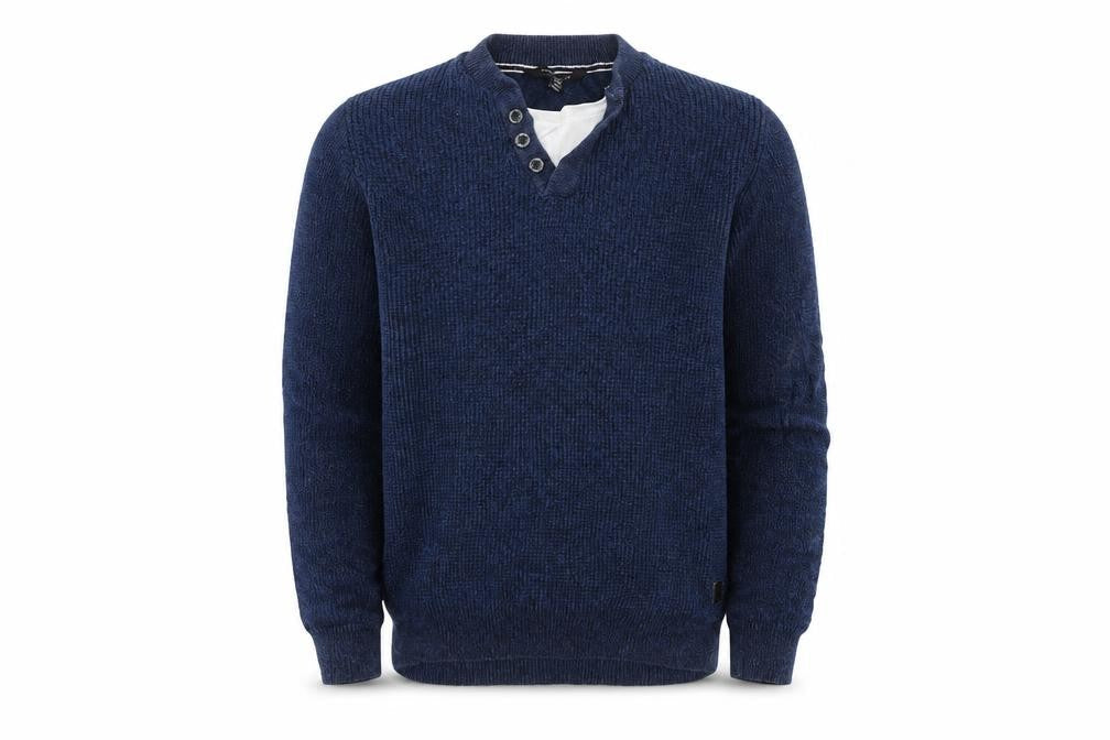 Cedarwood State Mens Blue V-Neck Cotton Pullover Jumper Size M