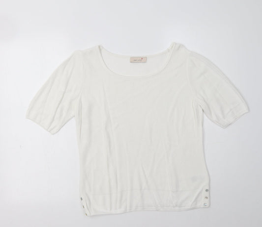 M&S Womens White Round Neck  Viscose Pullover Jumper Size 14