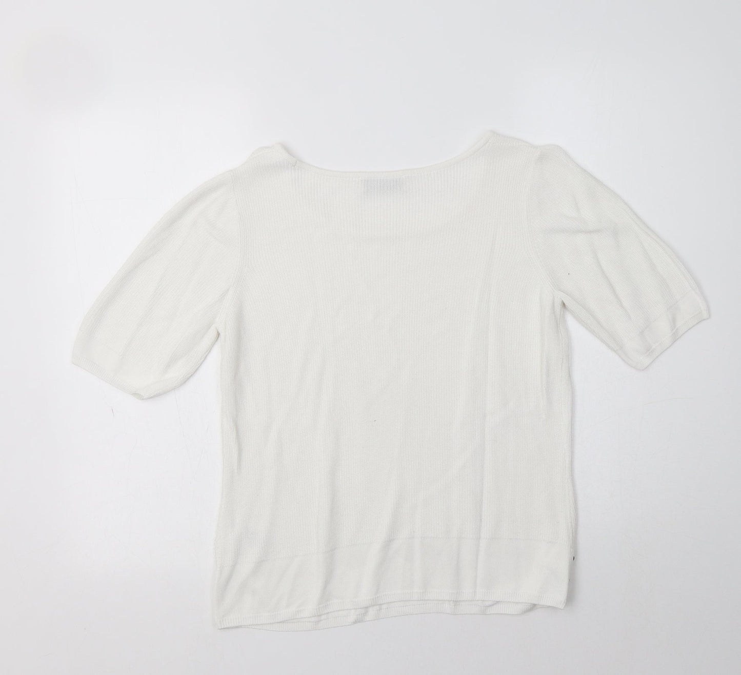 M&S Womens White Round Neck  Viscose Pullover Jumper Size 14