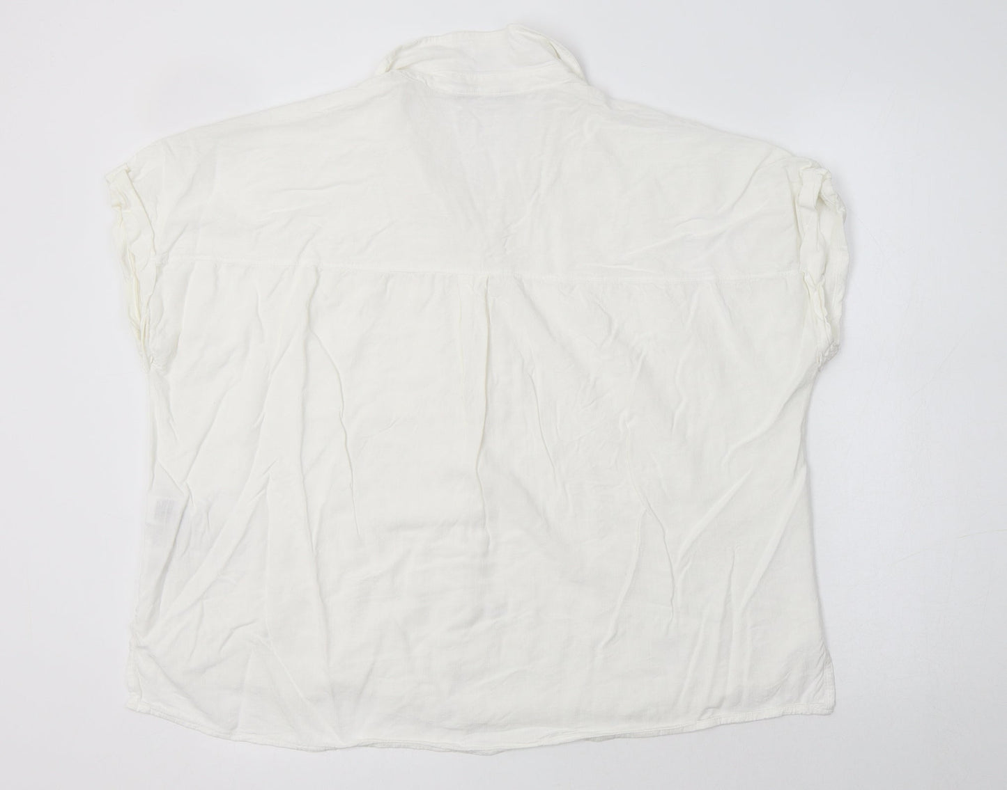 New Look Womens White  Viscose Basic Button-Up Size 18 Collared