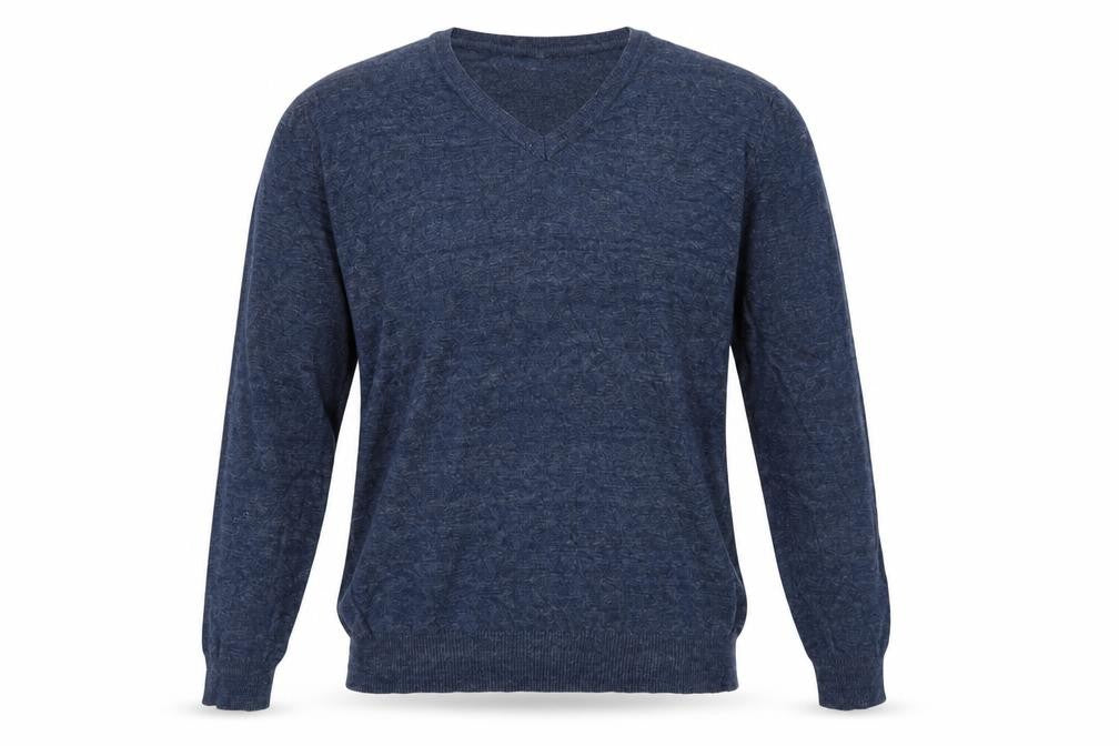 H&M Mens Blue V-Neck  Cotton Pullover Jumper Size S