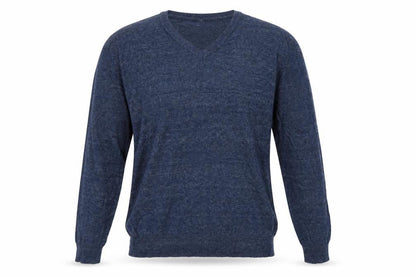 H&M Mens Blue V-Neck  Cotton Pullover Jumper Size S