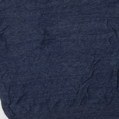 H&M Mens Blue V-Neck  Cotton Pullover Jumper Size S