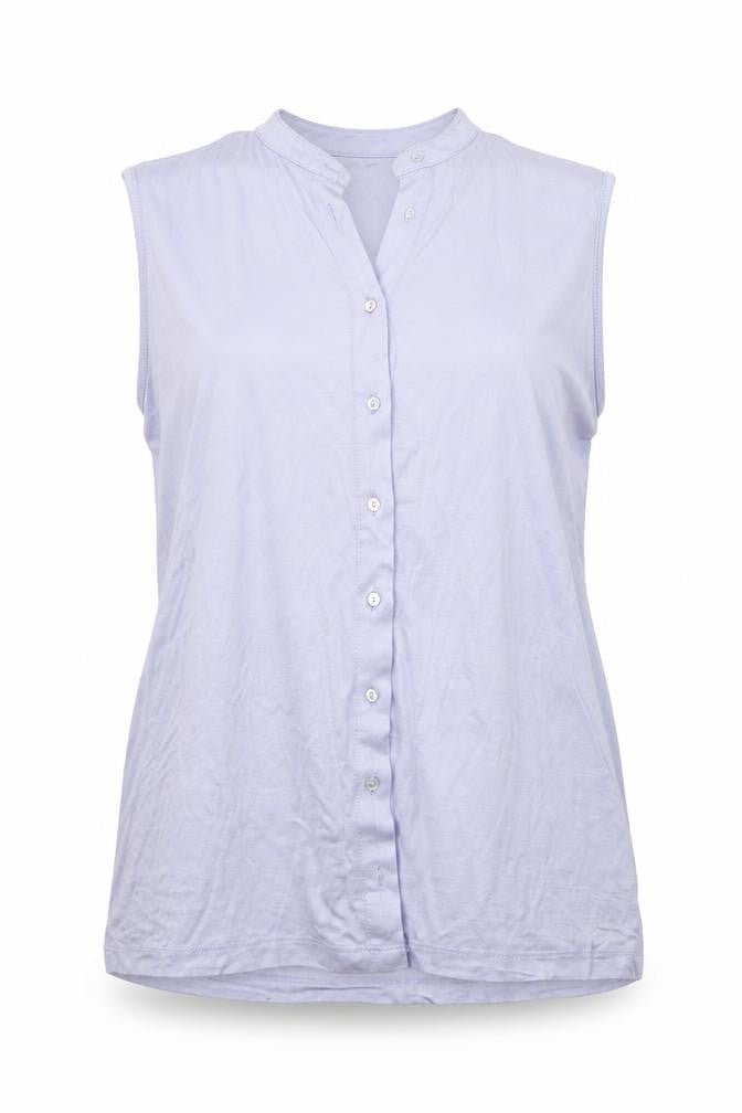 Marks & Spencer Womens Blue  Viscose Basic Button-Up Size 16 Mock Neck