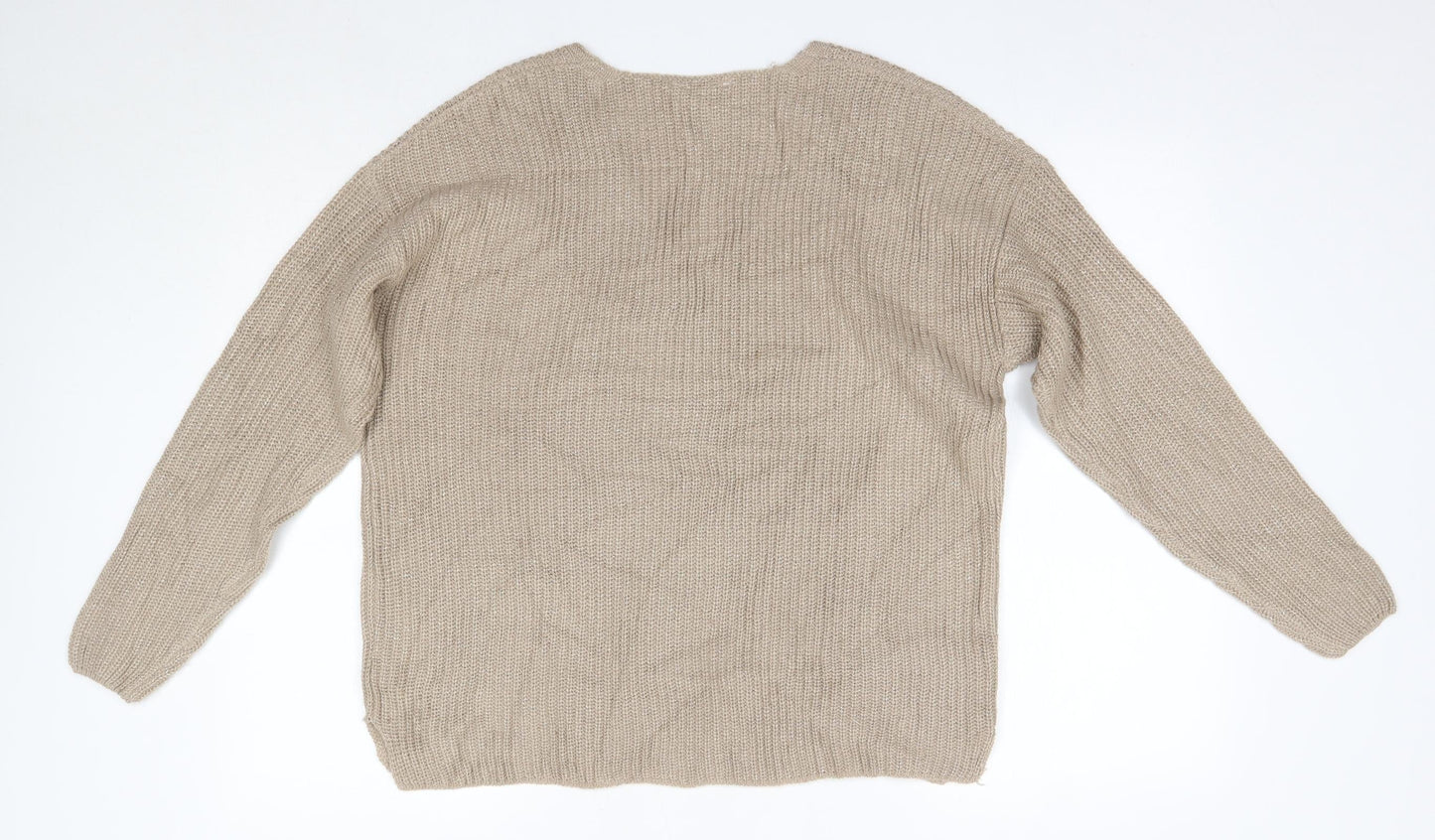 Pep & Co Womens Gold V-Neck  Acrylic Pullover Jumper Size 14