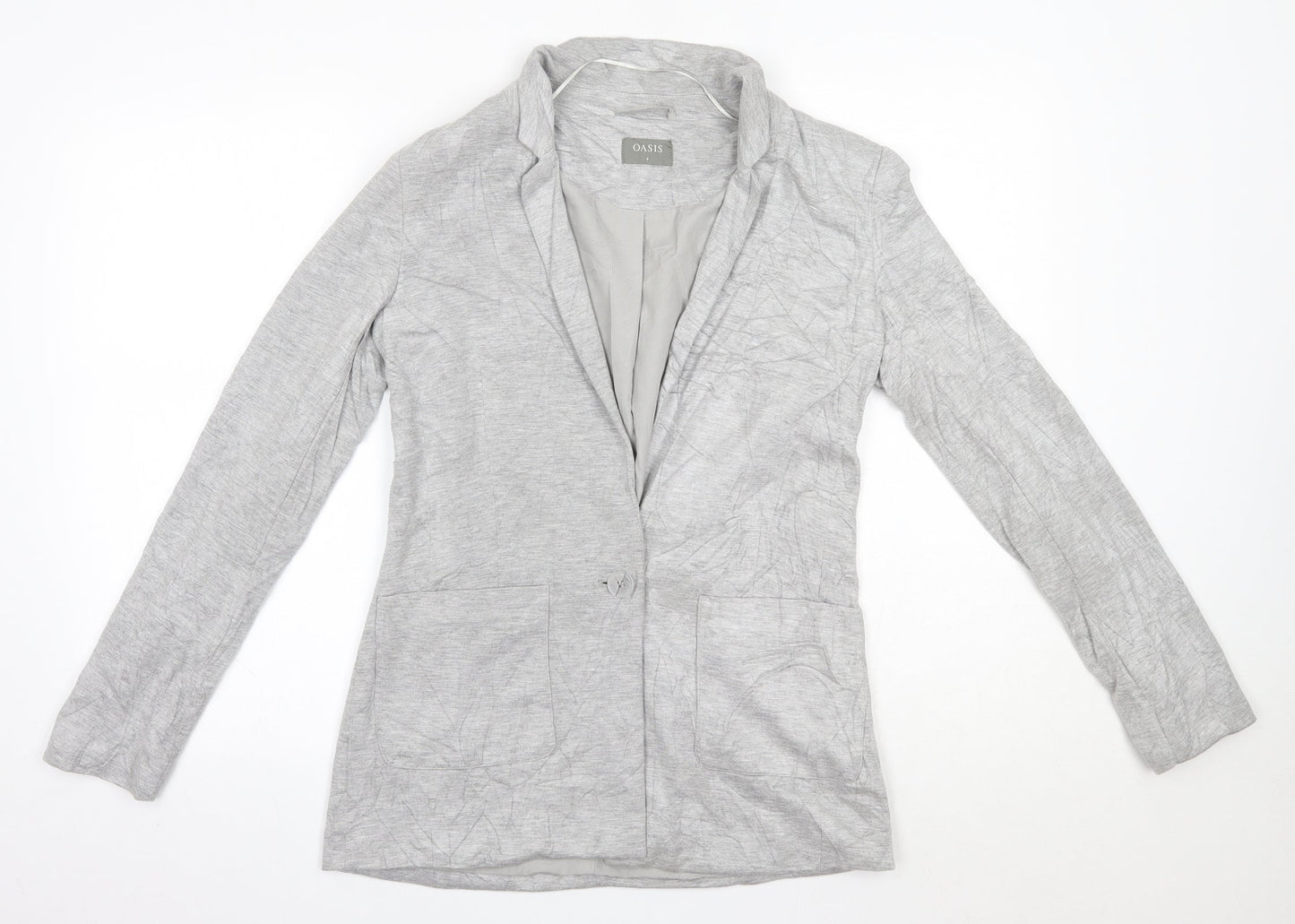 Oasis Womens Grey V-Neck  Viscose Cardigan Jumper Size 6