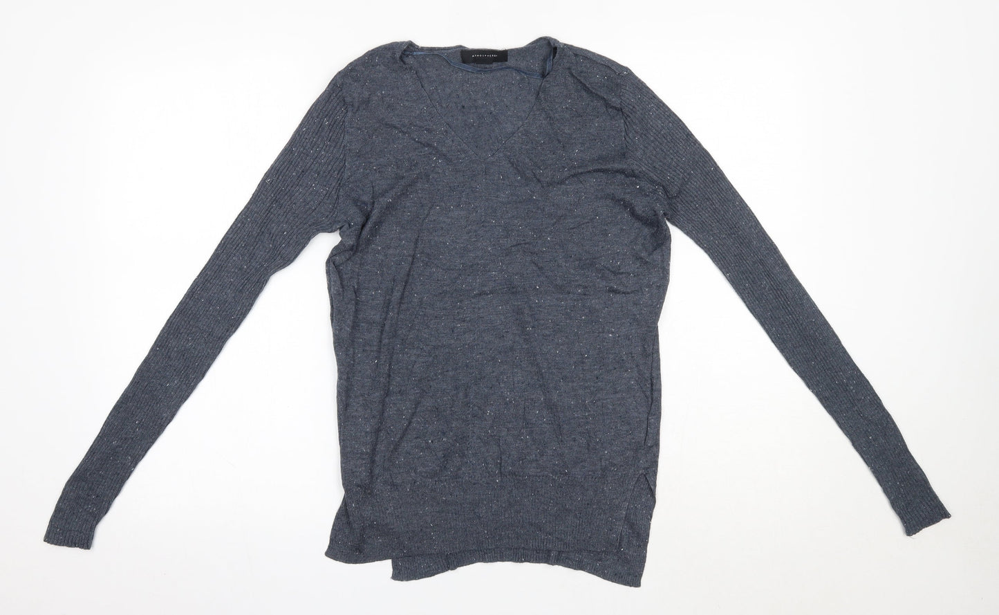 Primark Womens Blue V-Neck  Acrylic Pullover Jumper Size 8