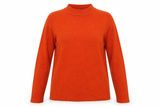 Bonmarché Womens Orange Round Neck Acrylic Pullover Jumper Size 14