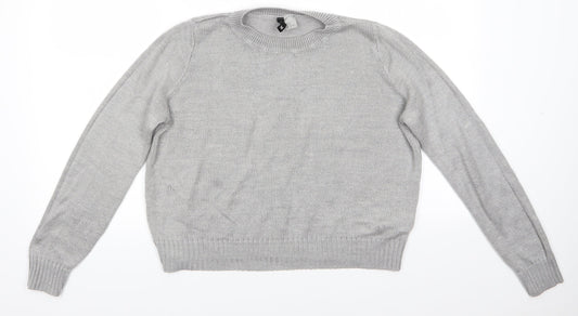 Divided Womens Grey Round Neck  Acrylic Pullover Jumper Size M   - Mid Grey Soft texture