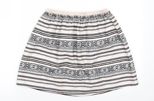 Nutmeg Girls Ivory Striped Polyester A-Line Skirt Size 13-14 Years  Regular  - Black White Pink Striped GeometricGlitter waistband