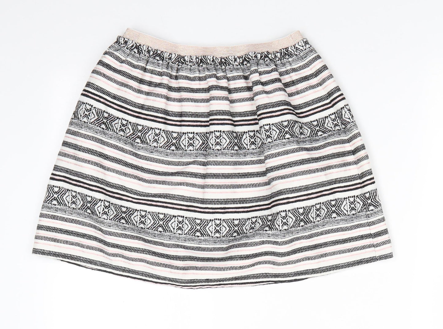 Nutmeg Girls Ivory Striped Polyester A-Line Skirt Size 13-14 Years  Regular  - Black White Pink Striped GeometricGlitter waistband