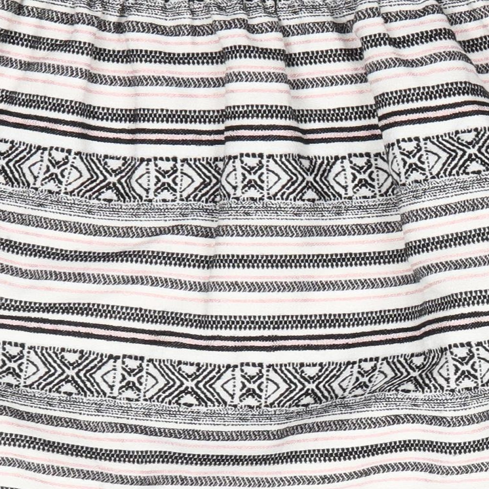 Nutmeg Girls Ivory Striped Polyester A-Line Skirt Size 13-14 Years  Regular  - Black White Pink Striped GeometricGlitter waistband