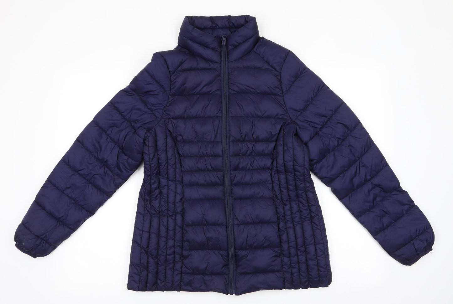 George Womens Blue   Quilted Coat   Zip - Midnight Blue subtle sheen