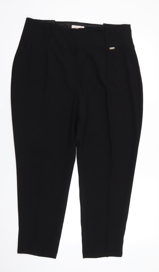 Per Una Womens Black  Polyester Dress Pants Trousers Size 14 L25 in Regular Zip - Cropped High Pleated Waist