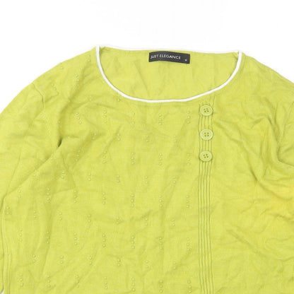 Preloved Just Elegance Womens Green Round Neck  Viscose Pullover Jumper Size M - Detail