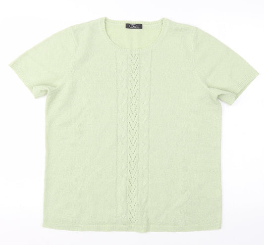 BM Womens Green Round Neck  Acrylic Pullover Jumper Size M