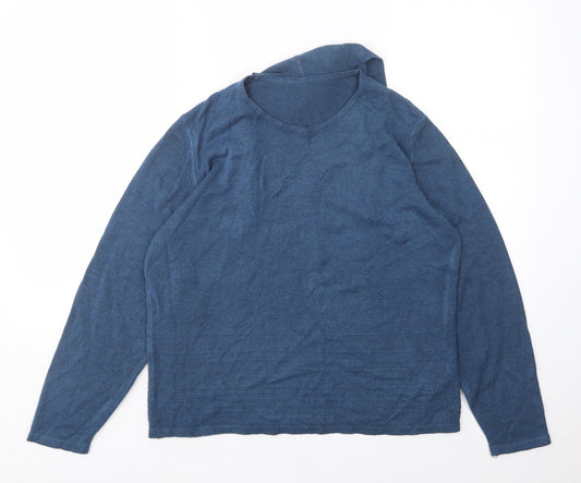 M&S Womens Blue Round Neck  Modal Pullover Jumper Size 14