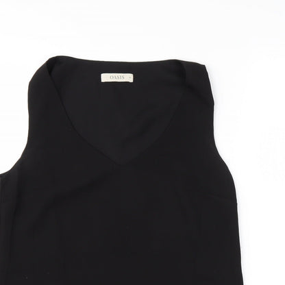 Preloved Oasis Womens Black  Polyester Basic Blouse Size 10 V-Neck - Detail