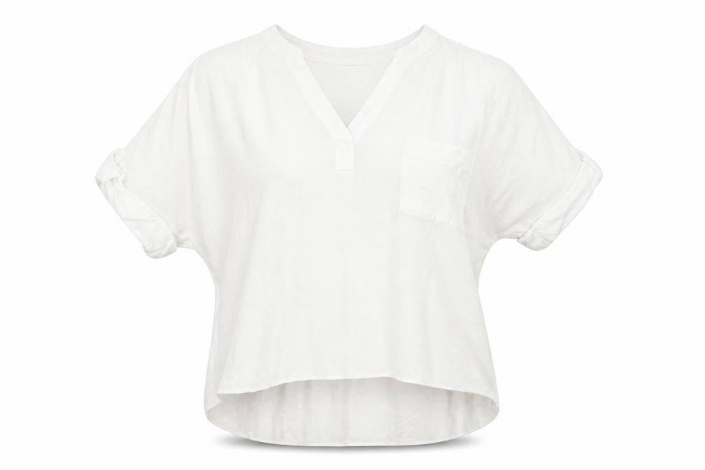 Warehouse Womens White  Viscose Basic Blouse Size 8 V-Neck