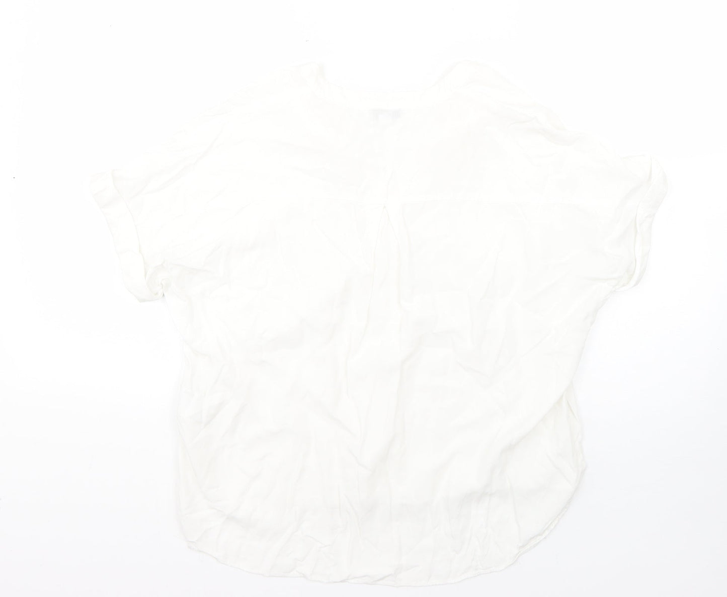 Warehouse Womens White  Viscose Basic Blouse Size 8 V-Neck
