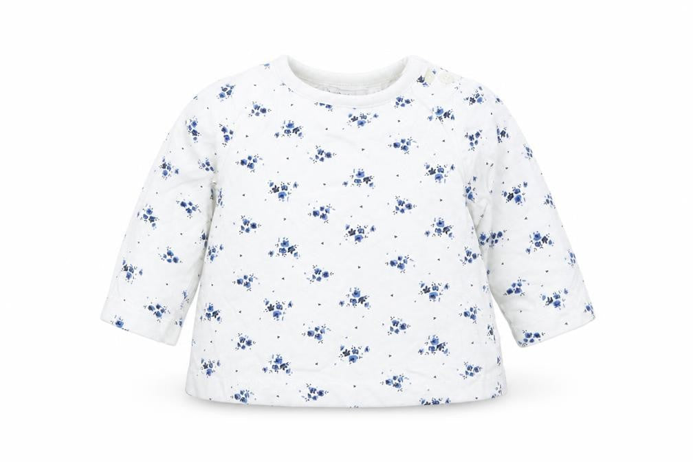 M&Co Girls White Floral Cotton Pullover Jumper Size 0-3 Months