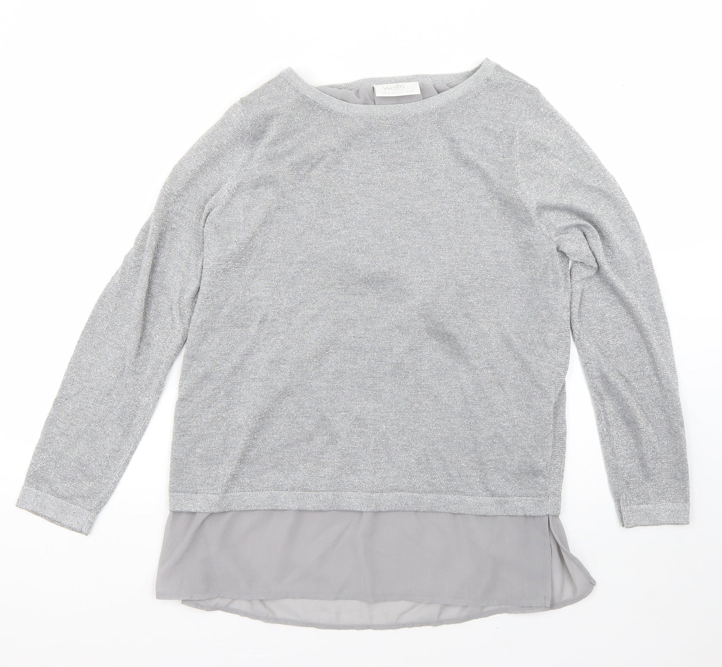 Wallis Womens Grey Round Neck  Viscose Pullover Jumper Size 14