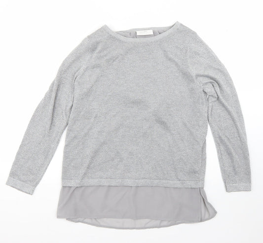 Wallis Womens Grey Round Neck  Viscose Pullover Jumper Size 14