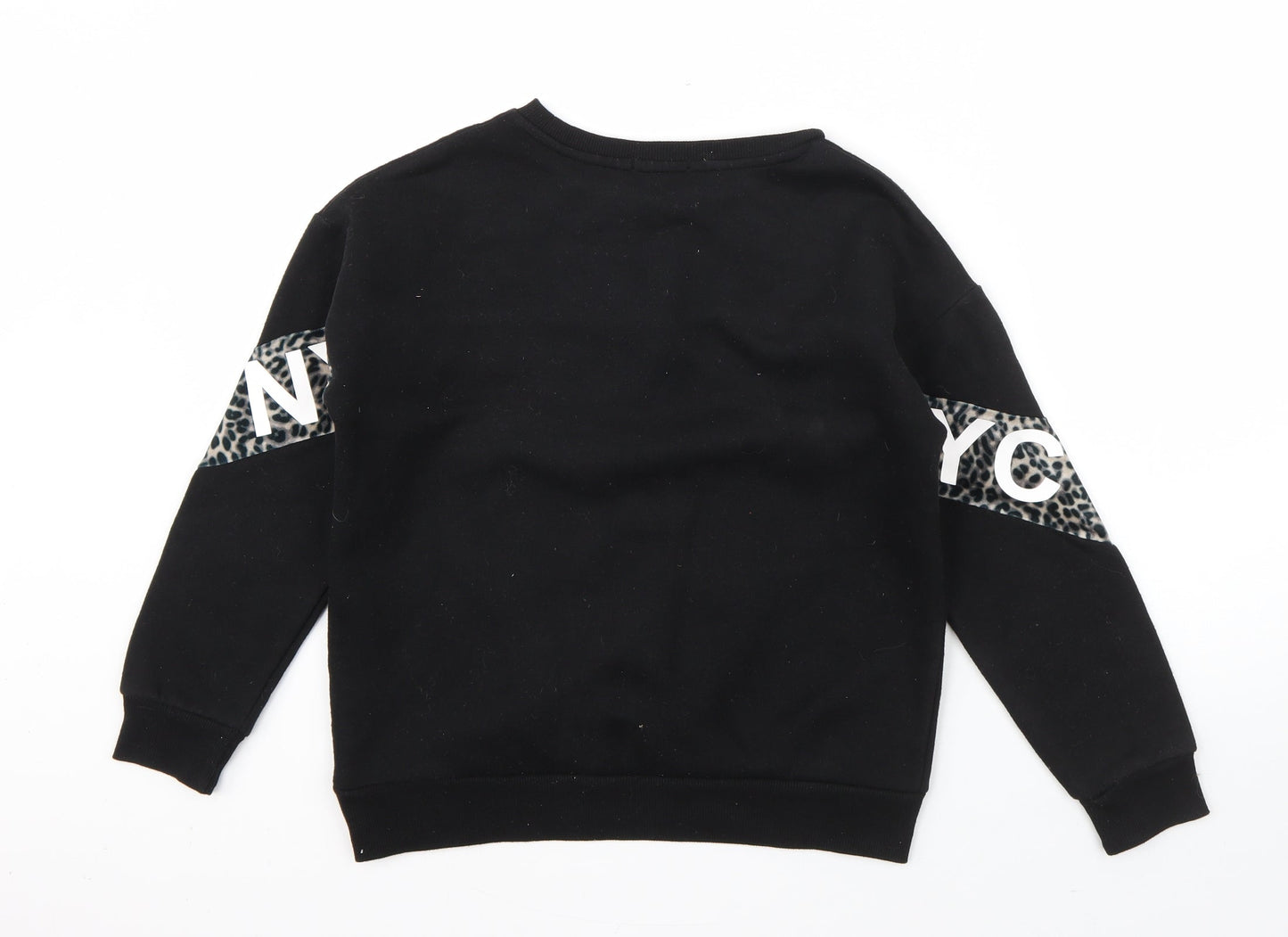 Primark Girls Black Animal Print Cotton Pullover Sweatshirt Size 11-12 Years   - new york