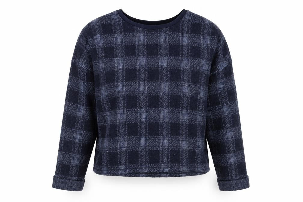 Topshop Womens Blue Plaid Wool Pullover Sweatshirt Size 14