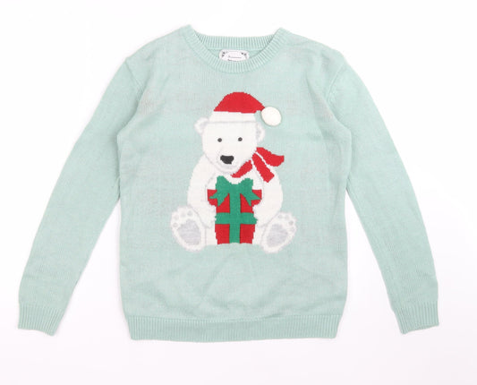 Atmosphere Womens Green  Acrylic Pullover Sweatshirt Size XS   - POLAR BEAR CHRISTMAS