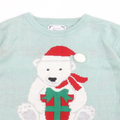 Preloved Atmosphere Womens Green  Acrylic Pullover Sweatshirt Size XS   - POLAR BEAR CHRISTMAS - Detail
