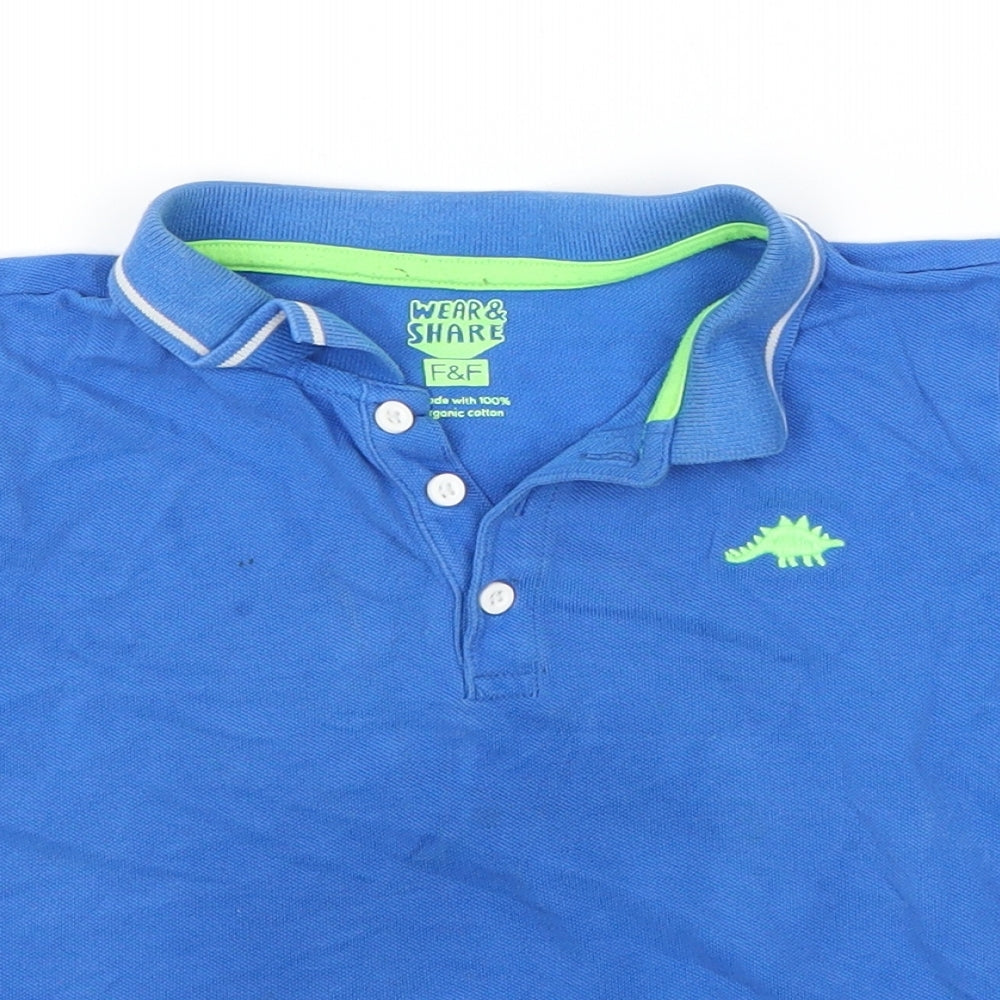 F&F Boys Blue  Cotton Basic Polo Size 6-7 Years Collared
