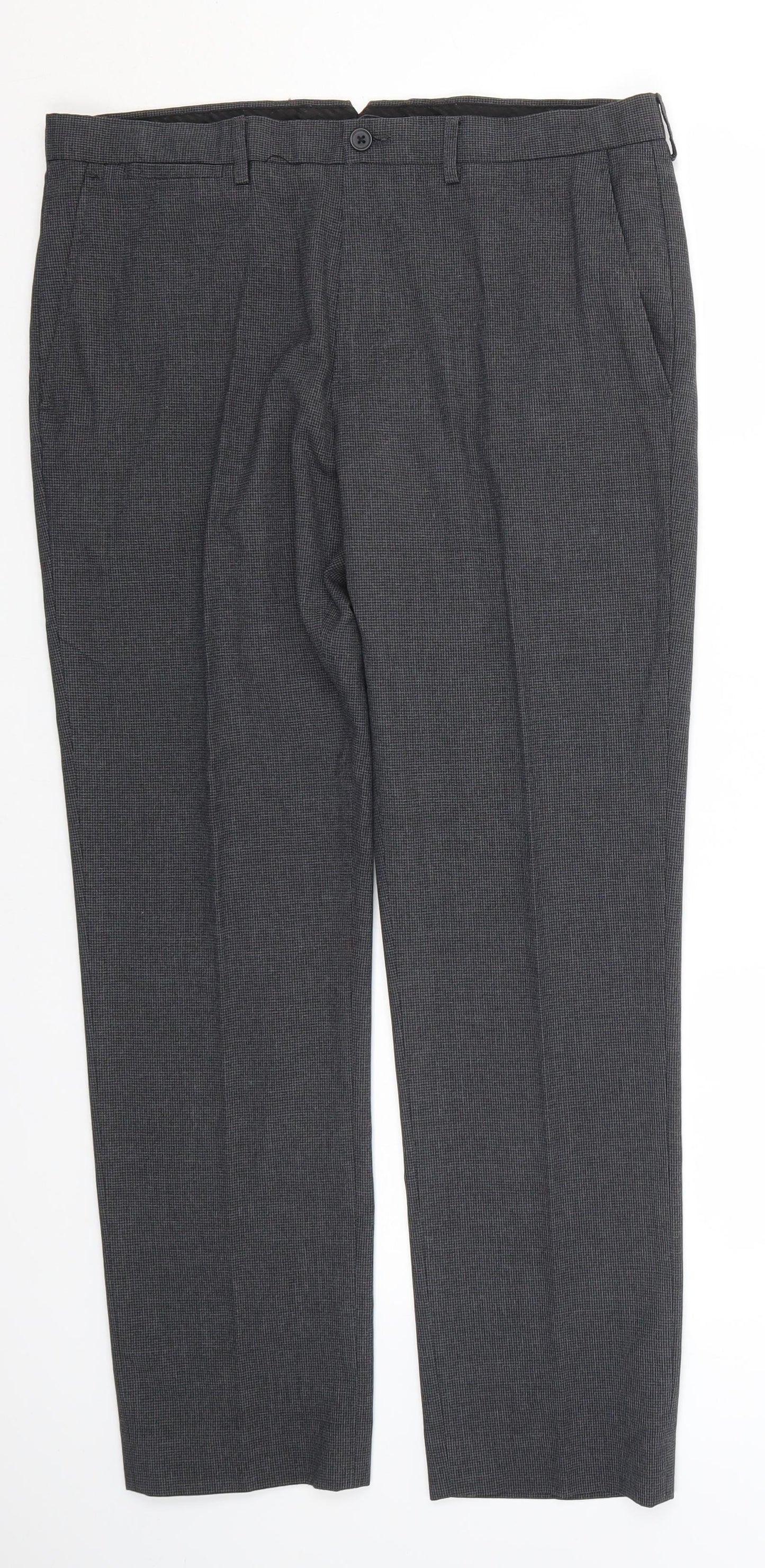 Cedar Wood State Mens Grey Houndstooth Polyester Trousers  Size 34 in L27 in Slim