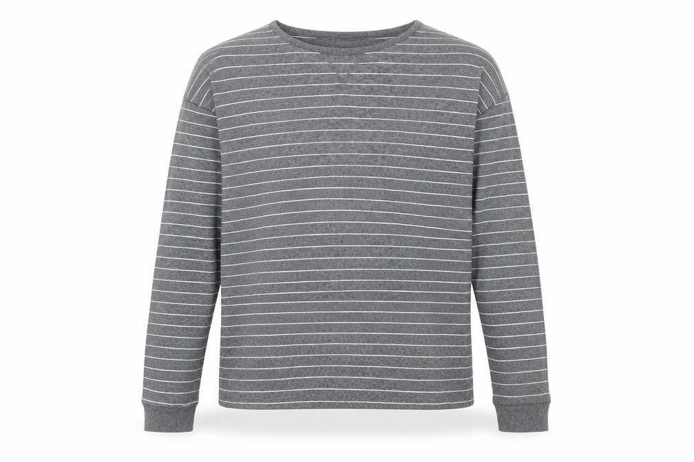 VILA Mens Grey Round Neck Striped Polyester Pullover Jumper Size S