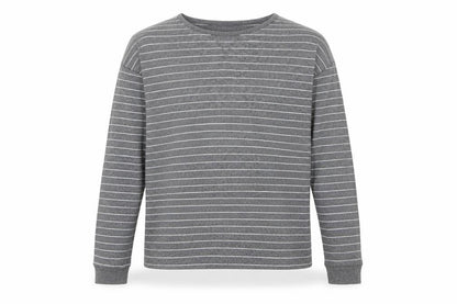 VILA Mens Grey Round Neck Striped Polyester Pullover Jumper Size S