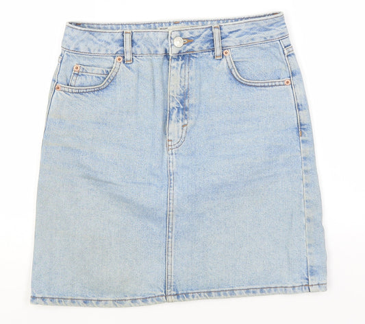 Topshop Womens Blue  Cotton Straight & Pencil Skirt Size 26 in