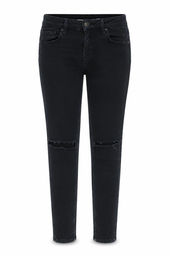 Topshop Womens Black  Cotton Straight Jeans Size 26 in L26 in Regular