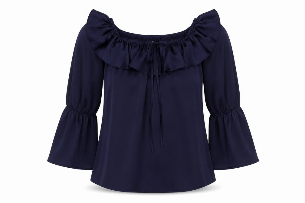 Peacocks Womens Blue  Polyester Basic Blouse Size 10 Boat Neck
