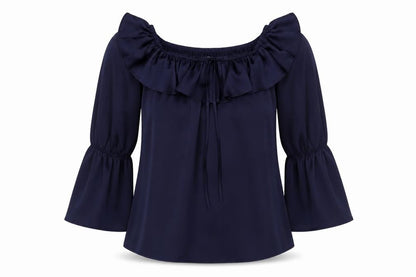 Peacocks Womens Blue  Polyester Basic Blouse Size 10 Boat Neck