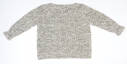 Label Be Womens White Round Neck  Acrylic Pullover Jumper Size 18
