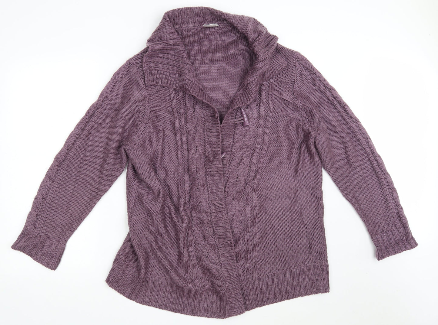 Being Casual Womens Purple Collared  Acrylic Cardigan Jumper Size 20
