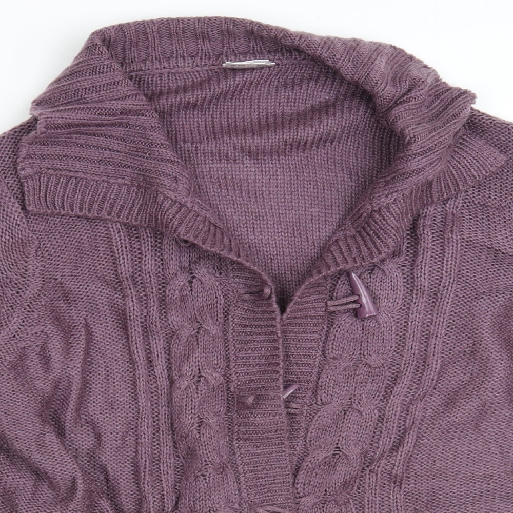 Being Casual Womens Purple Collared  Acrylic Cardigan Jumper Size 20