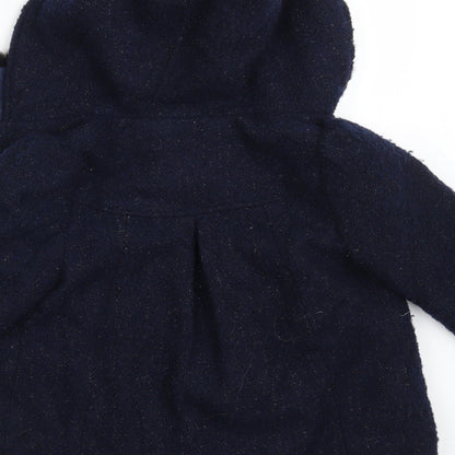 Preloved TU Girls Blue   Overcoat Coat Size 4-5 Years  Button - Label