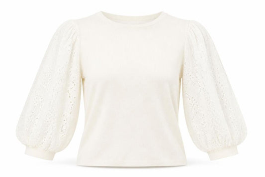 Tu Womens Ivory Round Neck Floral Cotton Pullover Jumper Size 10