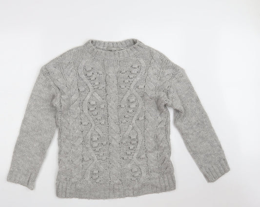 NEXT Womens Grey Round Neck  Acrylic Pullover Jumper Size S