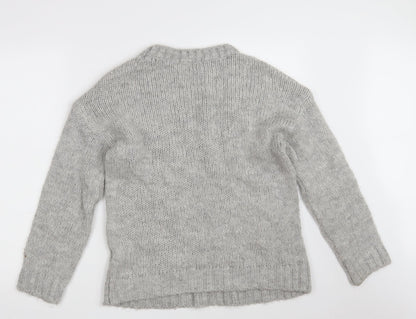 Preloved NEXT Womens Grey Round Neck  Acrylic Pullover Jumper Size S - Back