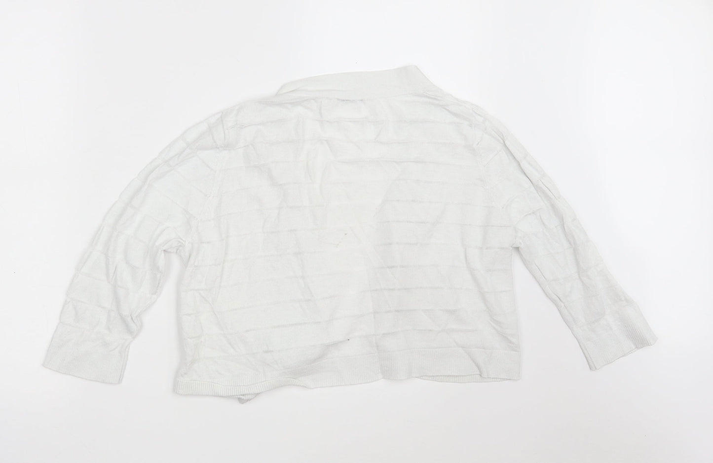 TU Womens White V-Neck  Cotton Wrap Jumper Size 16   - Cropped